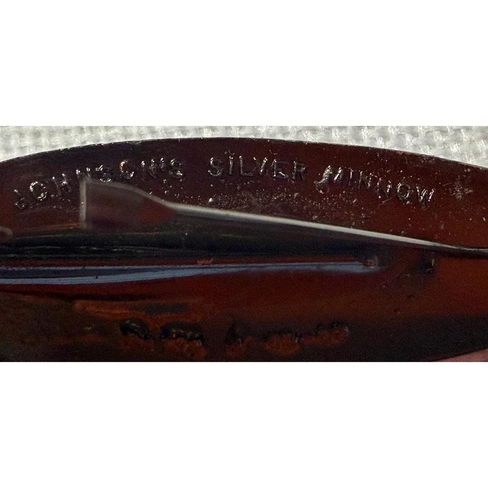 VTG Johnson's Silver Minnow Spoon Fishing Lure Black Nickel Weedless with Box
